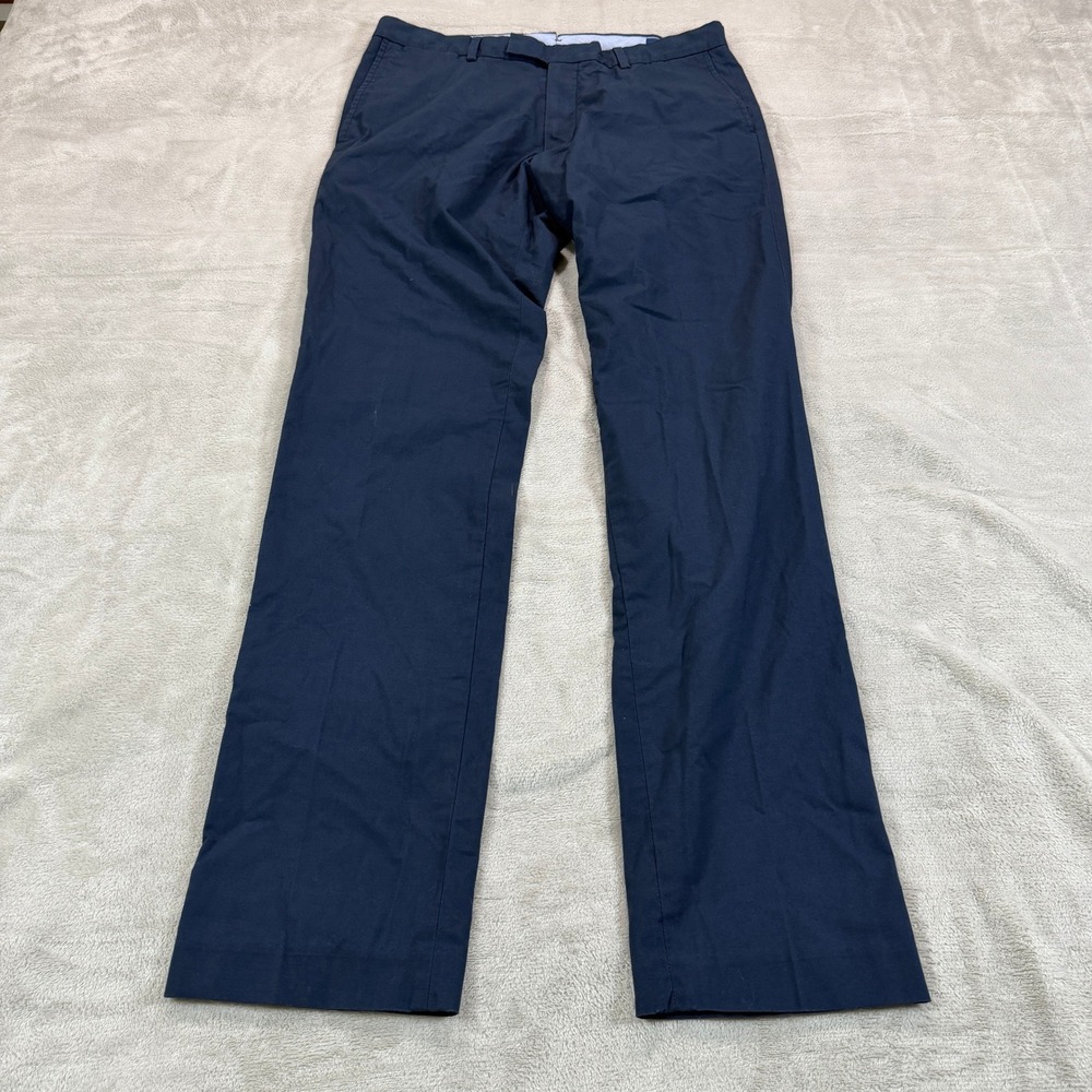 Polo Ralph Lauren Mens 32x34 Tall Slim Fit Chino Pants Navy Blue Stretch Casual